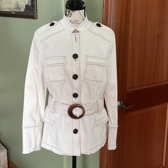 Cache Jackets & Blazers - Cache White Utility Jacket with Belt, Size L